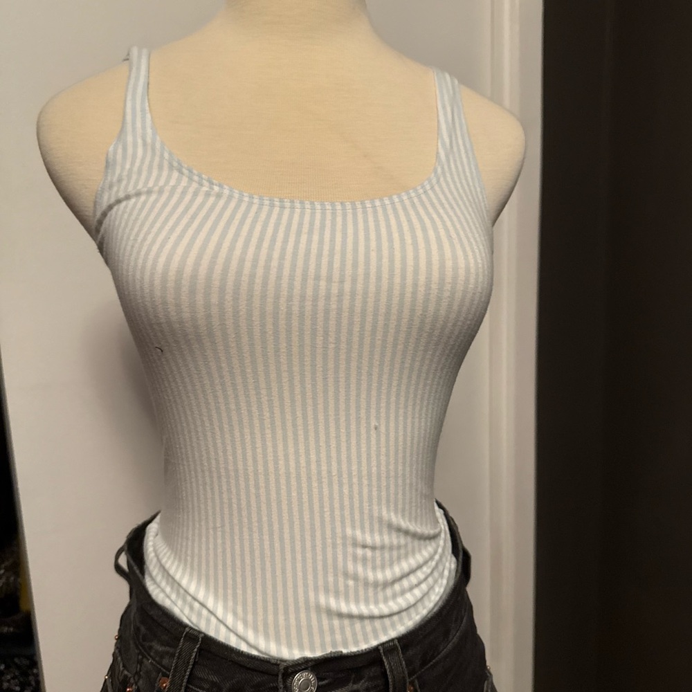Striped Blue and White Women's Tank Top